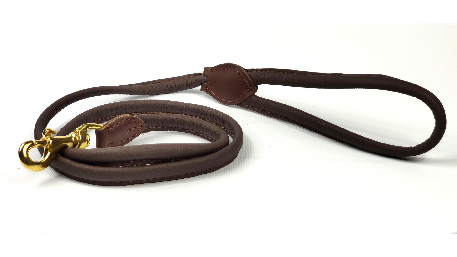 Hillfoot Exclusive Black Gold Chrome Leather Dog Leash