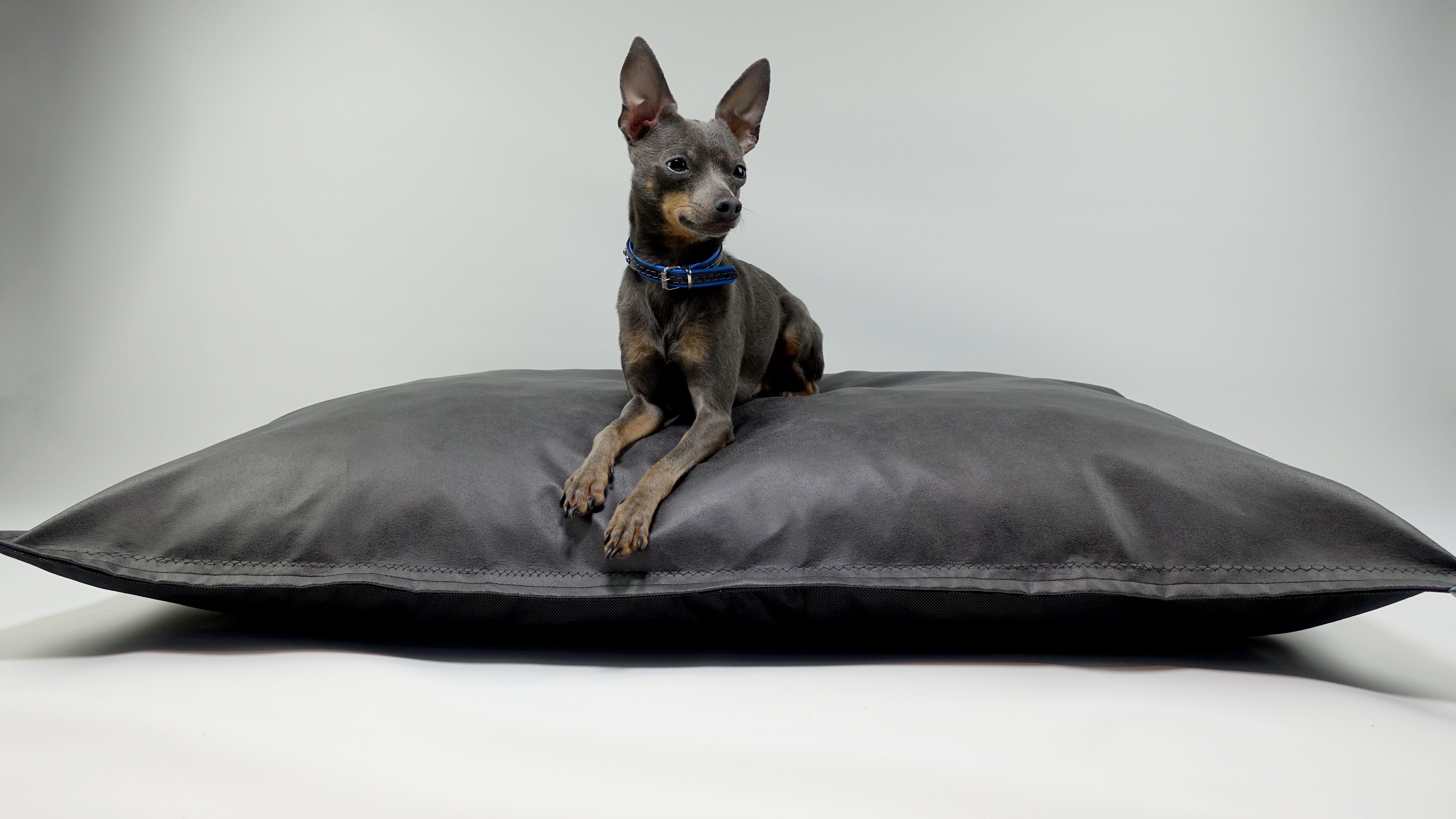 Handmade Vegan Leather Dog Cushion - Black