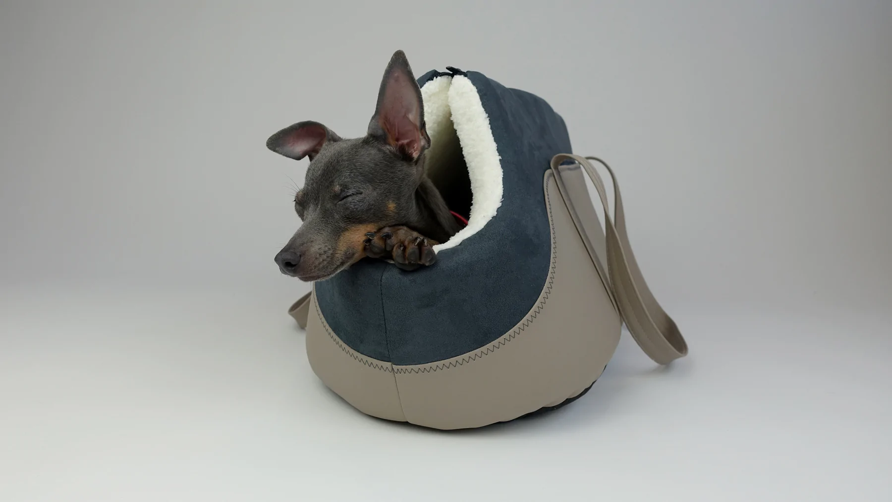 Handmade Pet Travel Bag - Dark Blue/Stone Grey