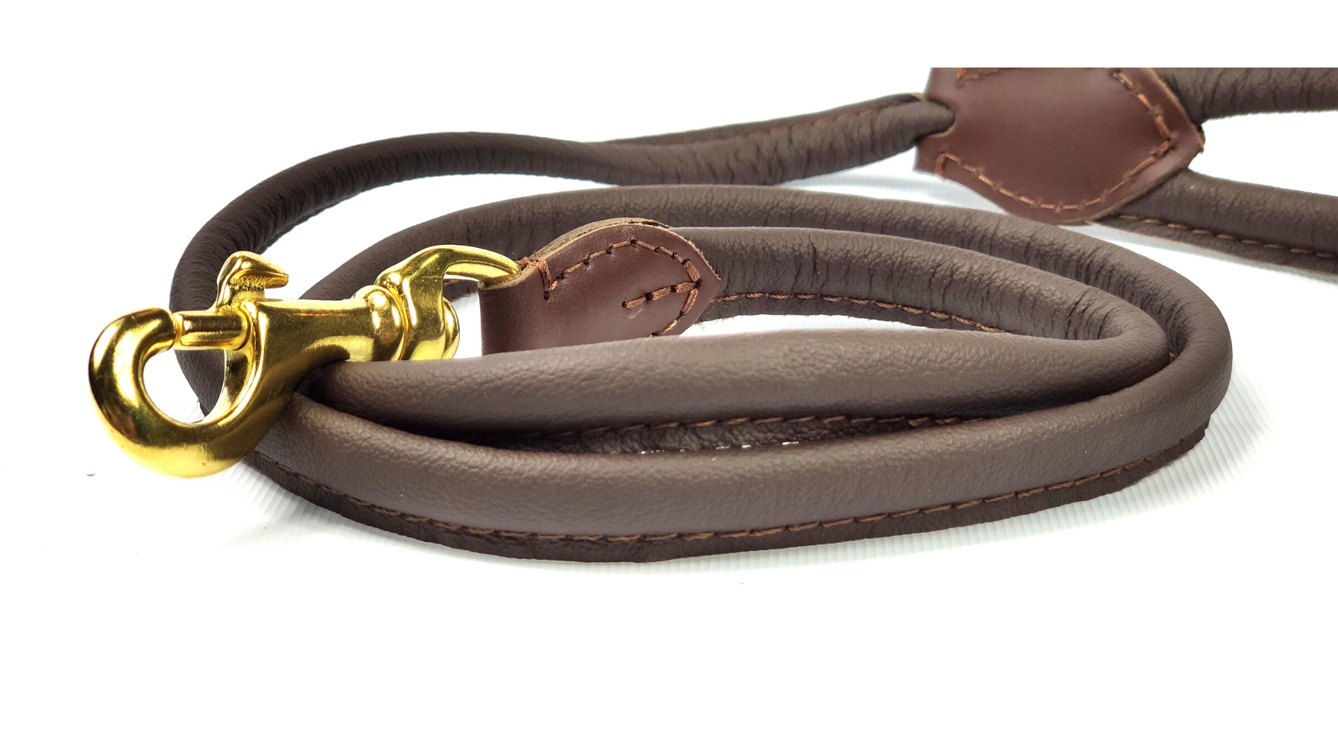 Hillfoot Rolled Leather Dog Leash - Brown
