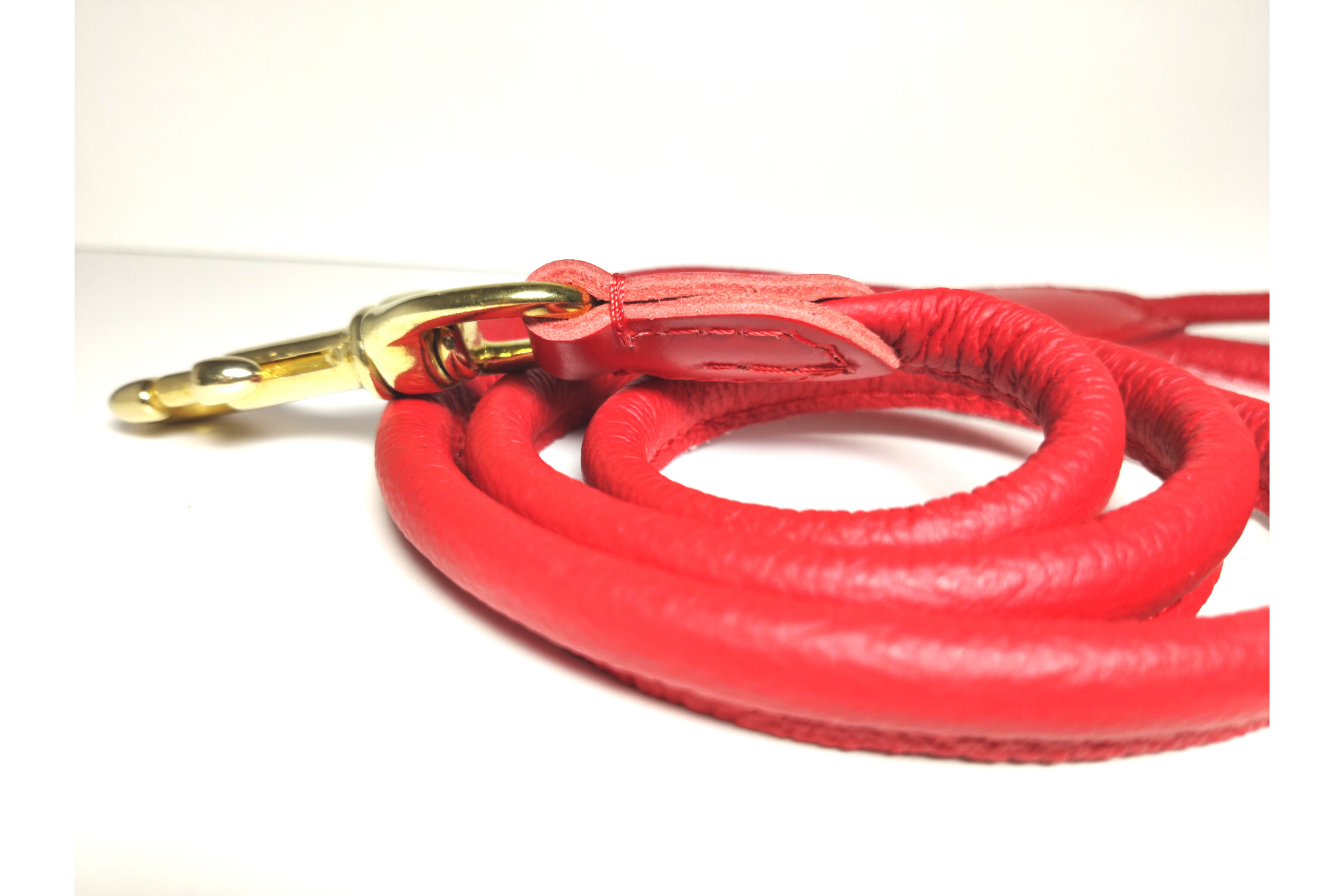 Hillfoot Rolled Leather Dog Leash - Red
