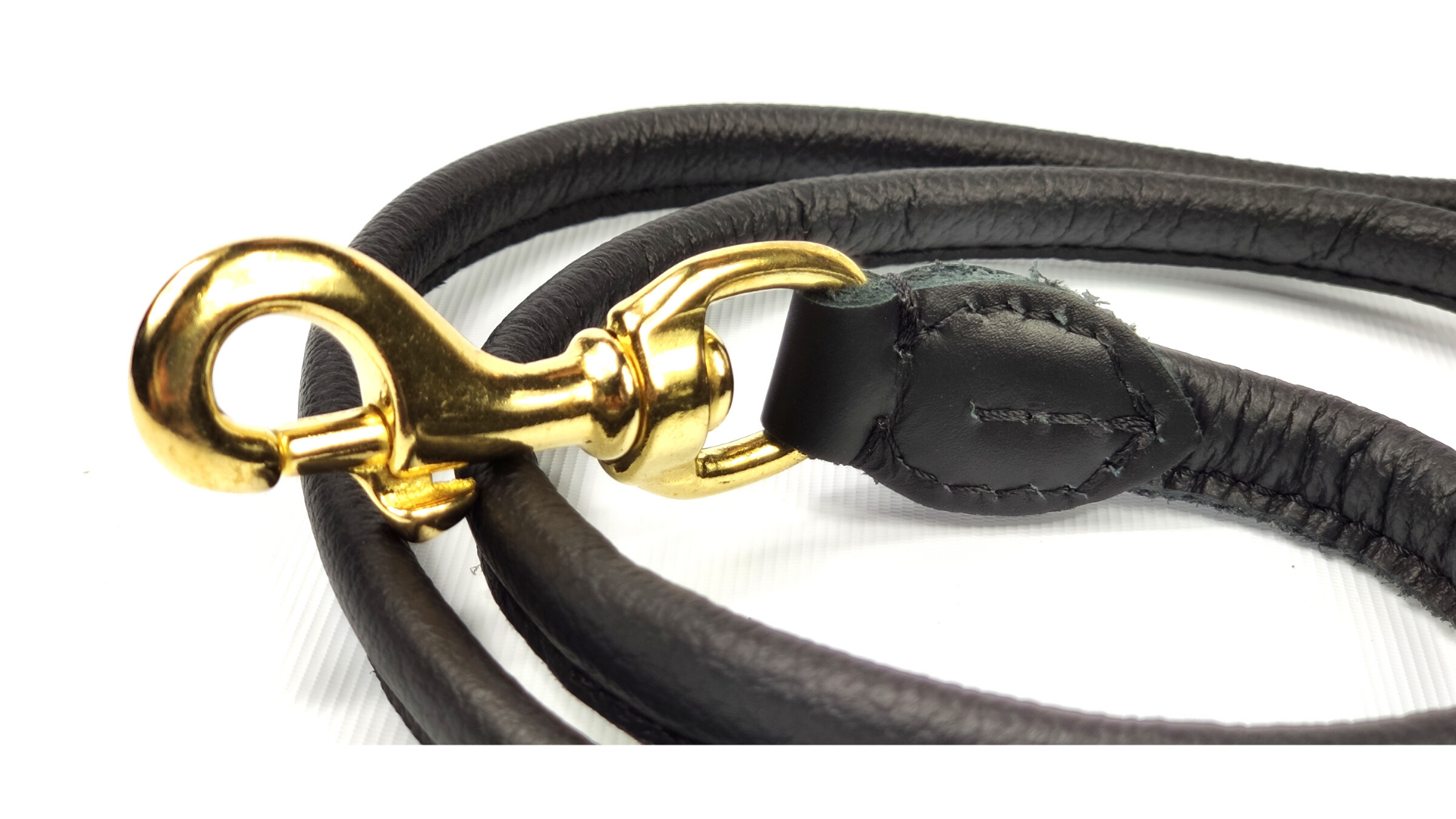 Hillfoot Rolled Leather Dog Leash - Black