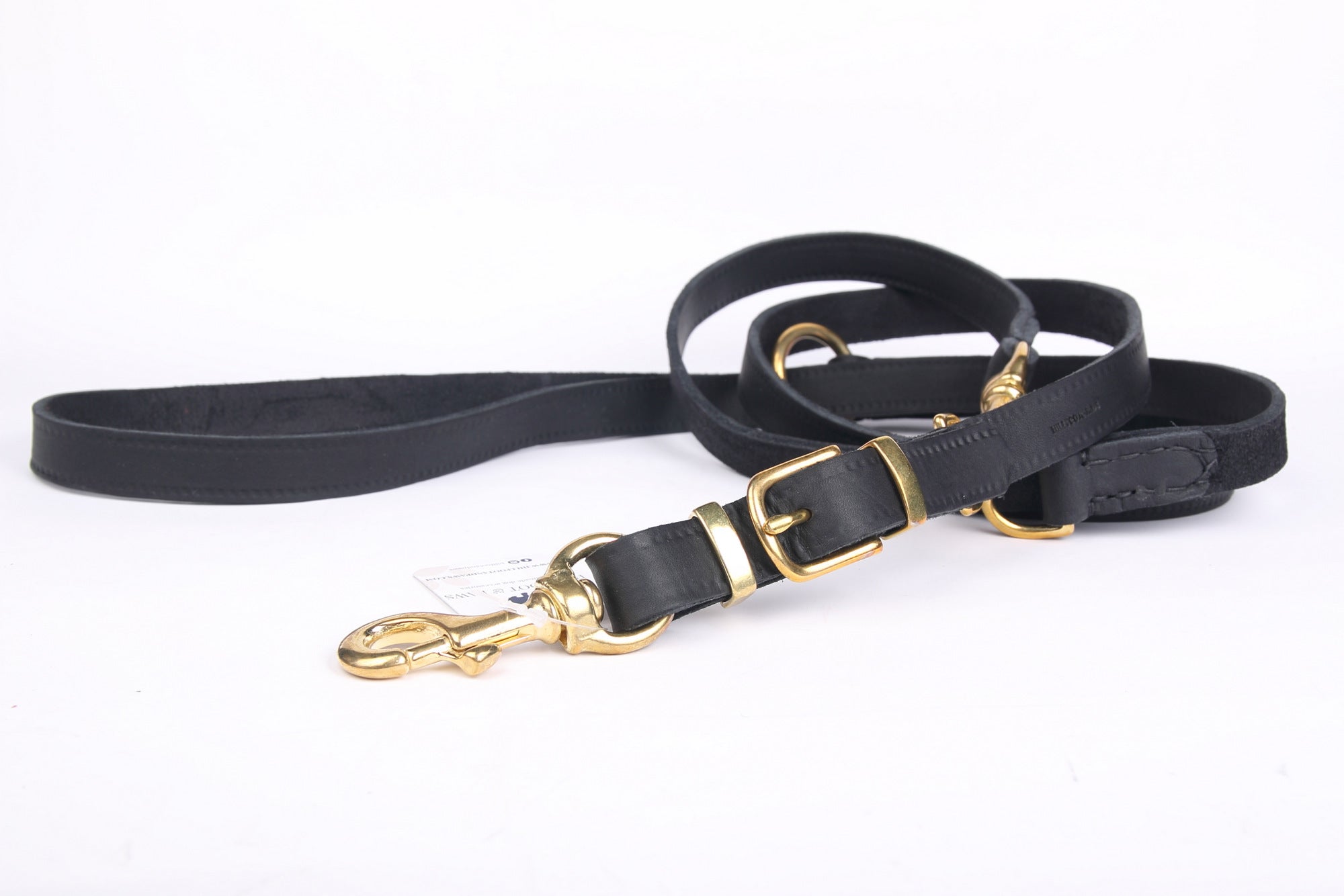 Hillfoot Exclusive Black & Gold Chrome Leather Dog Leash