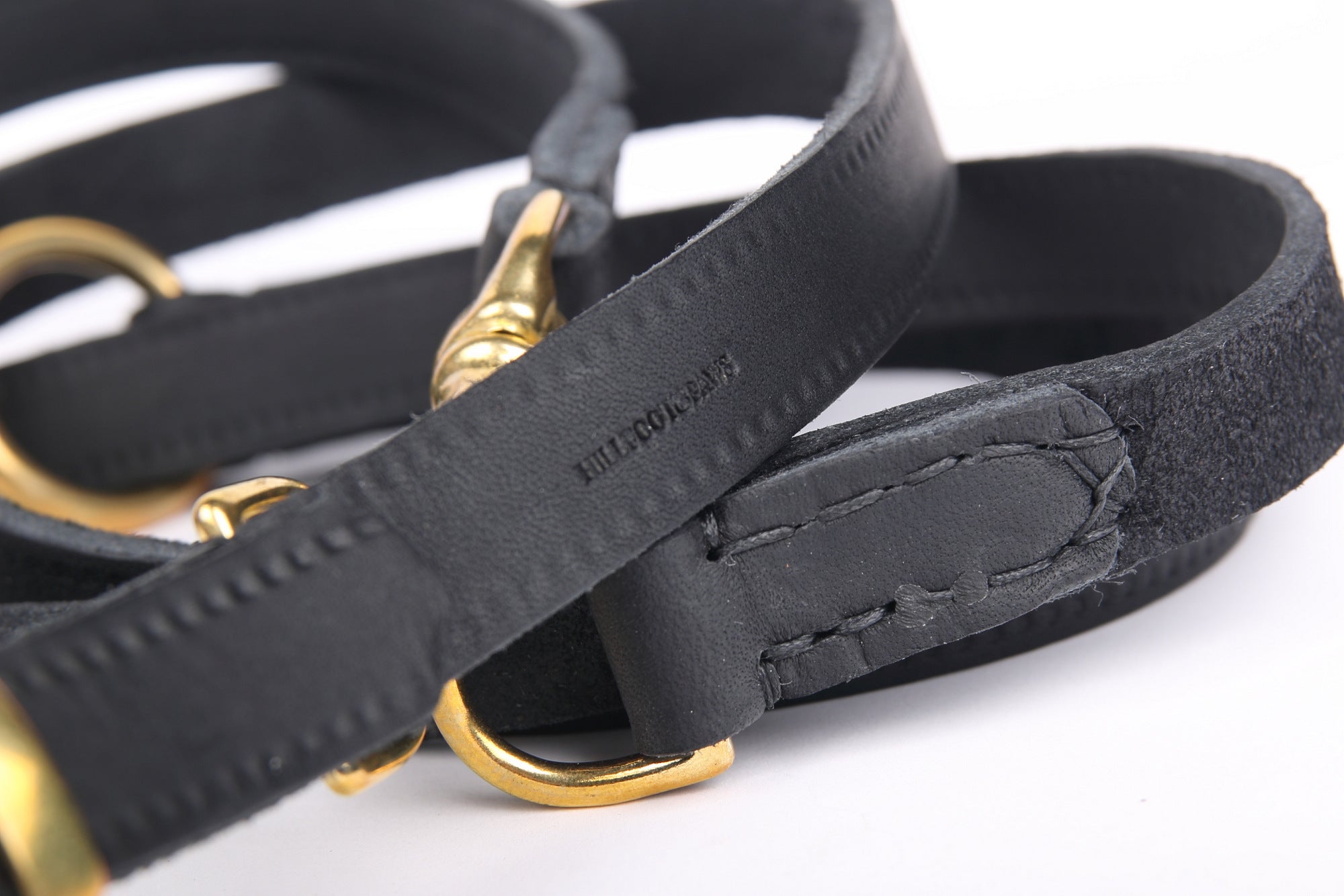 Hillfoot Exclusive Black & Gold Chrome Leather Dog Leash