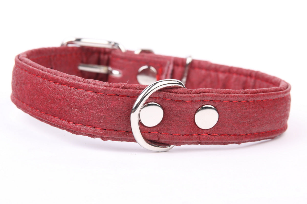 Pinatex® Pineapple Leaf Leather Collar - Red - Water resistant