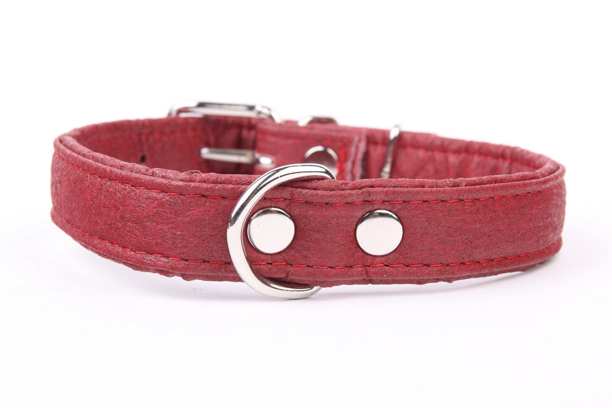 Pinatex® Pineapple Leaf Leather Collar - Red - Water resistant